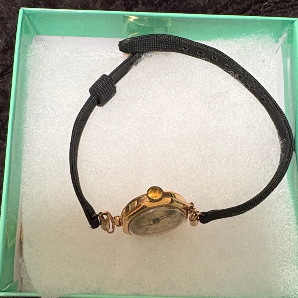 Elegant Gold Women's Watch with Black Strap